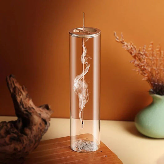 Modern Glass Incense Burner โ Anti-Ash Flying Holder with Removable Glass Catcher
